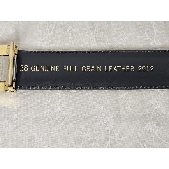 Vintage Gray Full Grain Belt Genuine Leather Mens 38 Round Buckle 2912 - Picture 3 of 8